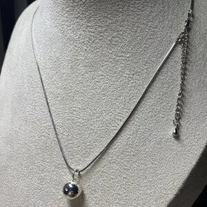 Sterling Silver 925 Snake Chain Necklace with Ball Pendant, Made in Italy,